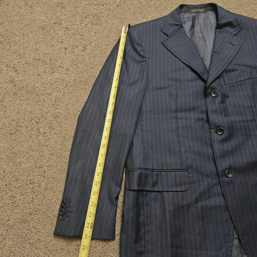 Eredi Pisano Loro Piana Navy Pinstripe Wool Suit Jacket Blazer Made in Italy‎